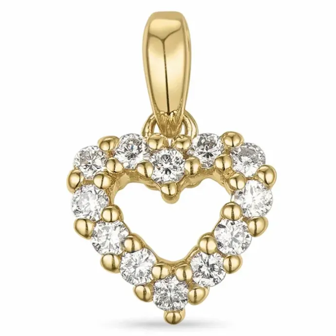 Hjerte diamantvedhæng i 14 karat guld 0,18 ct