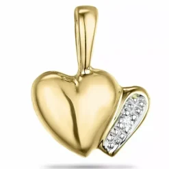 Hjerte diamantvedhæng i 9 karat guld.- og hvidguld 0,005 ct