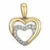 Hjerte diamantvedhæng i 14 karat guld.- og hvidguld 0,08 ct