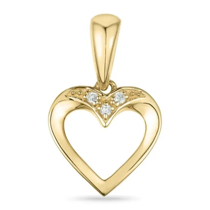 Hjerte diamantvedhæng i 14 karat guld 0,01 ct