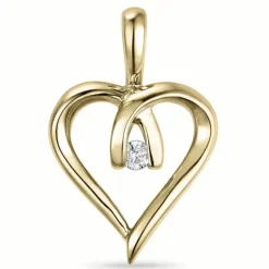 Hjerte diamantvedhæng i 14 karat guld 0,02 ct