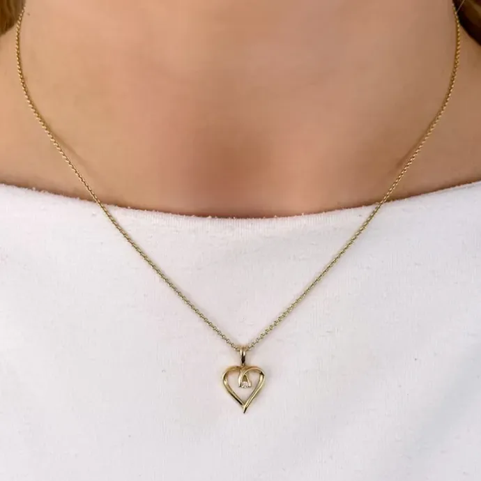 Hjerte diamantvedhæng i 14 karat guld 0,02 ct
