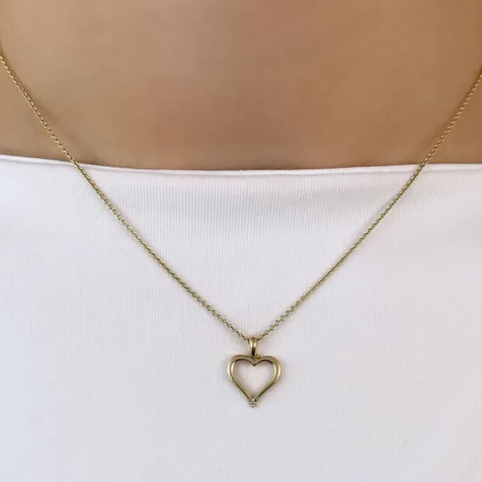 Hjerte diamantvedhæng i 14 karat guld 0,01 ct