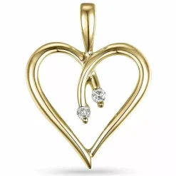 Hjerte diamantvedhæng i 14 karat guld 0,04 ct
