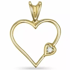Hjerte diamantvedhæng i 9 karat guld 0,009 ct