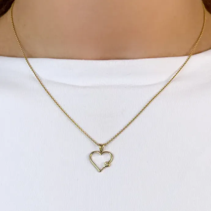 Hjerte diamantvedhæng i 9 karat guld 0,009 ct
