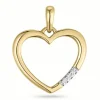 Hjerte diamantvedhæng i 14 karat guld.- og hvidguld 0,015 ct