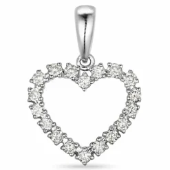 Hjerte diamantvedhæng i 14 karat hvidguld 0,39 ct