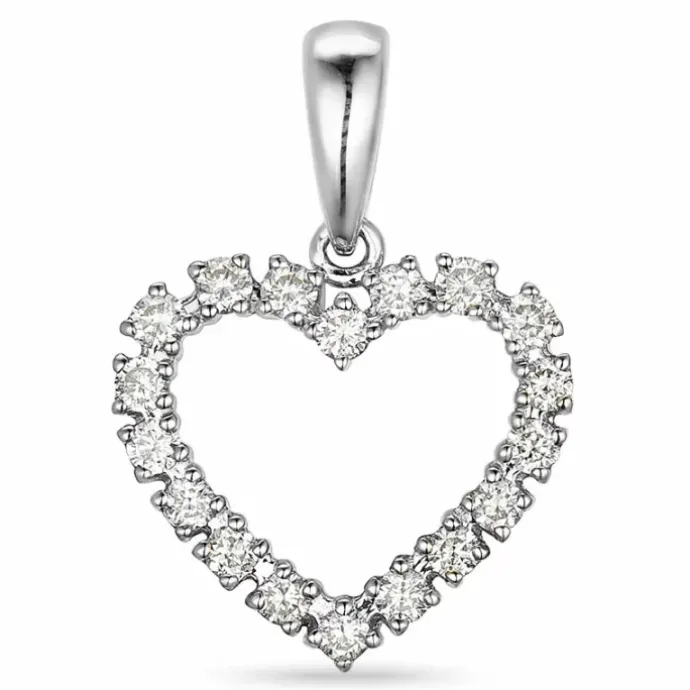 Hjerte diamantvedhæng i 14 karat hvidguld 0,39 ct