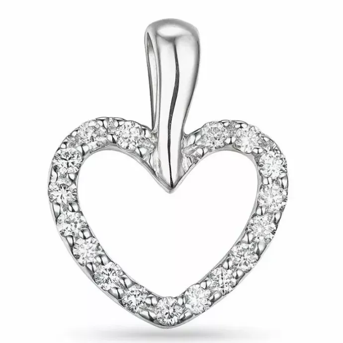 Hjerte diamantvedhæng i 14 karat hvidguld 0,22 ct