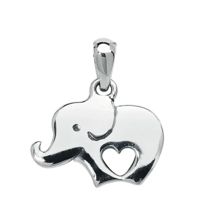 Hjerte elefant vedhæng i sølv