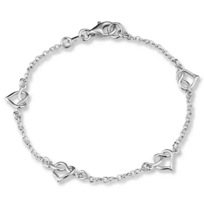 Hjerte infinity armbånd i sølv med vedhæng i sølv