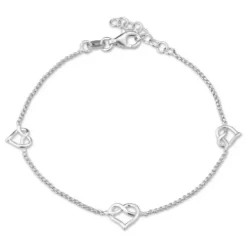 Hjerte infinity armbånd i sølv med vedhæng i sølv