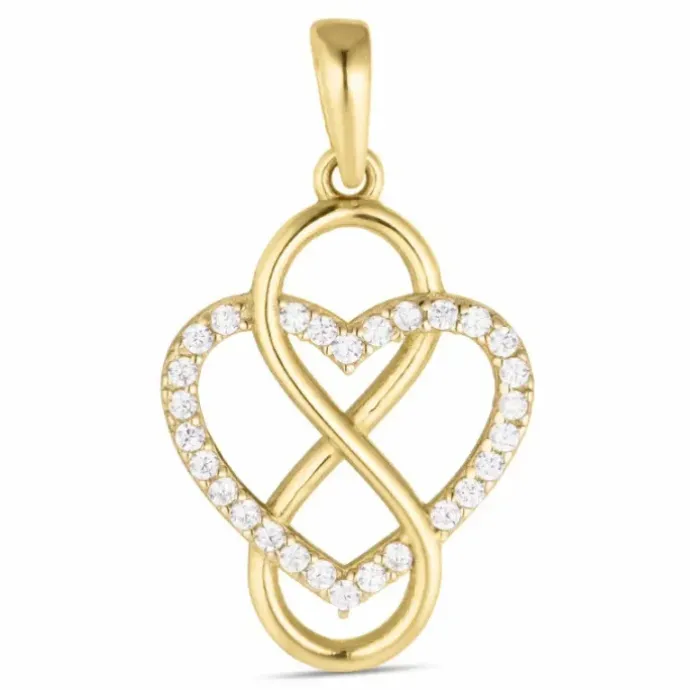 Hjerte infinity zirkon vedhæng i 8 karat guld