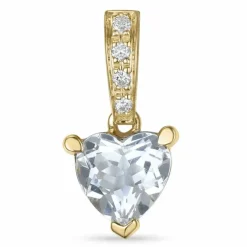 Hjerte kvarts vedhæng i 14 karat guld 0,03 ct 0,80 ct