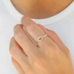 Hjerte multifarvet zirkon ring i sølv