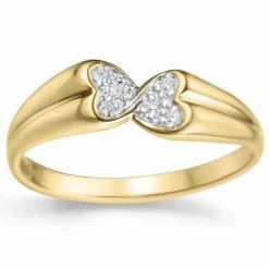 Hjerte ring i 14 karat guld 0,05 ct