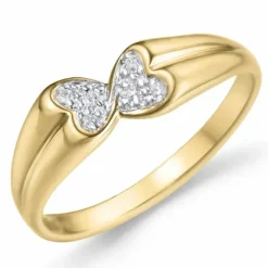 Hjerte ring i 14 karat guld 0,05 ct