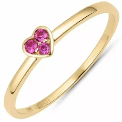 Hjerte rubin guld ring i 9 karat guld 0,05 ct
