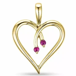 Hjerte rubin vedhæng i 9 karat guld 0,05 ct