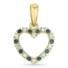 Hjerte safir diamantvedhæng i 14 karat guld 0,08 ct 0,09 ct