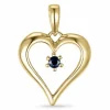 Hjerte safir vedhæng i 14 karat guld 0,10 ct