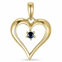Hjerte safir vedhæng i 14 karat guld 0,10 ct