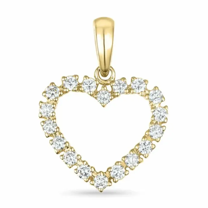 Hjerte vedhæng i 14 karat guld 0,39 ct