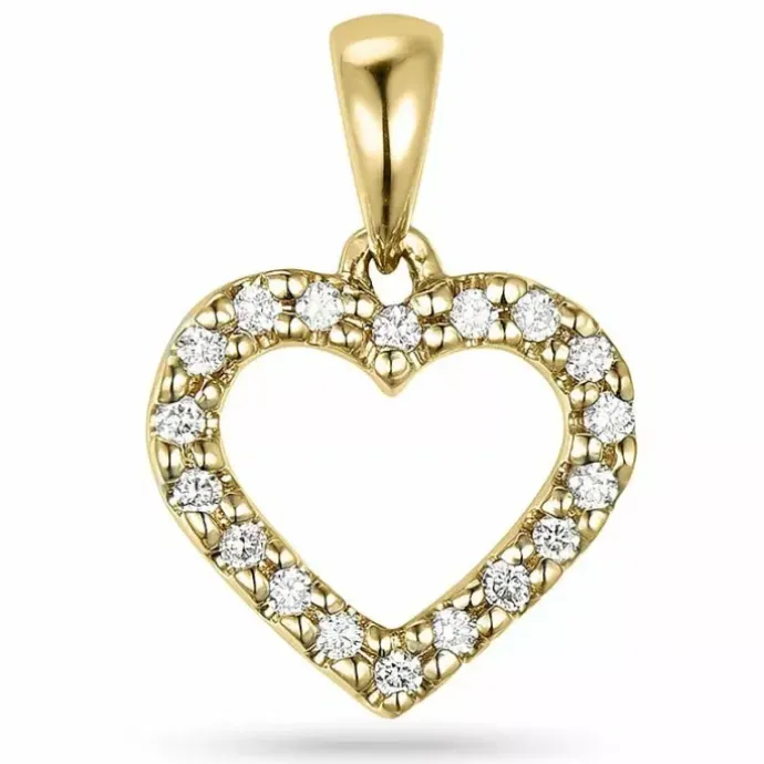 Hjerte vedhæng i 14 karat guld 0,13 ct