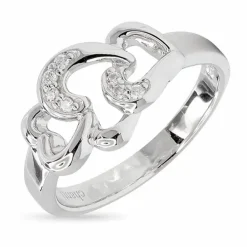 Hjerte zirkon ring i rhodineret sølv