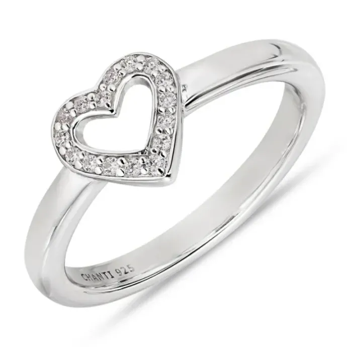 Hjerte zirkon ring i sølv