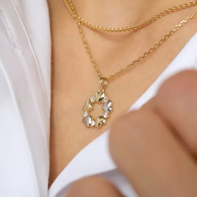 Hjerte zirkon vedhæng i 8 karat guld med rhodium