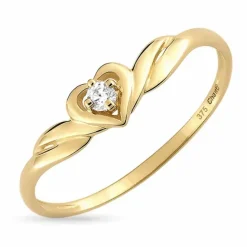 Hjerter ring i 9 karat guld