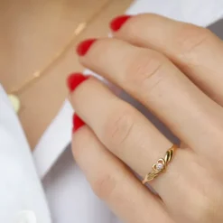 Hjerter ring i 9 karat guld
