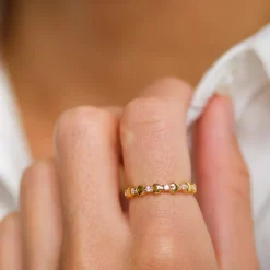 Hjerter zirkon ring i forgyldt sølv