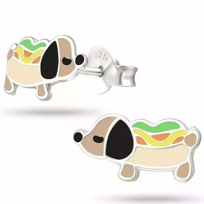 Hotdog øreringe i sølv