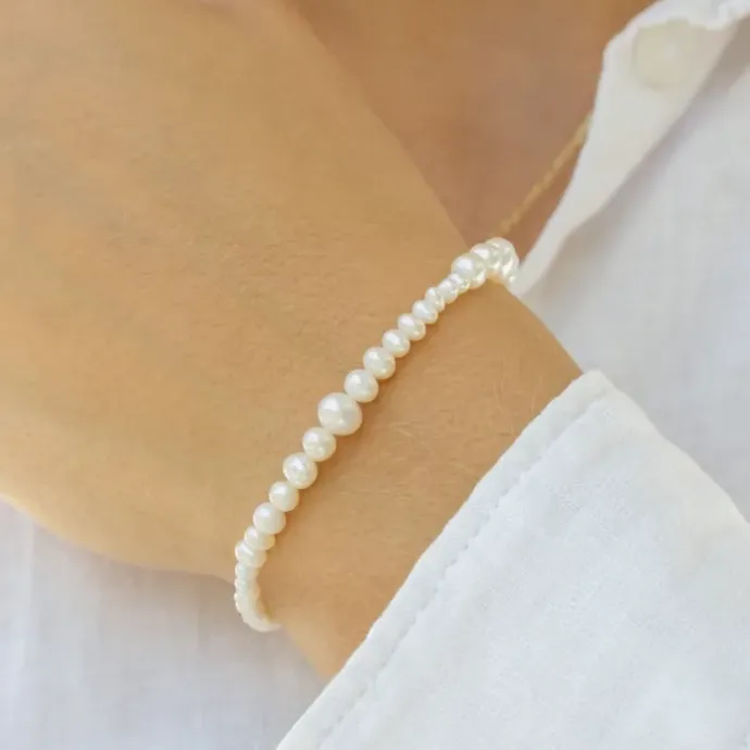 Hultquist Milkyway plain perle armbånd i forgyldt sølv