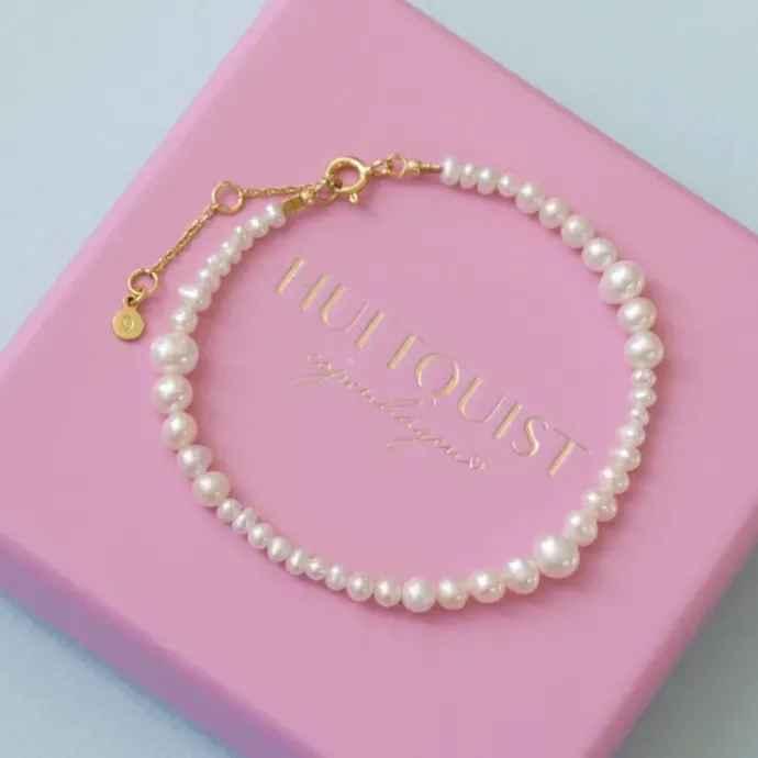Hultquist Milkyway plain perle armbånd i forgyldt sølv