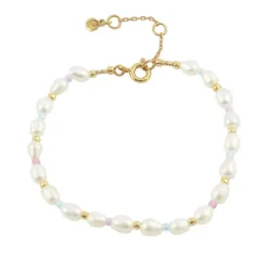 Hultquist Pastel pearl perle armbånd i forgyldt sølv