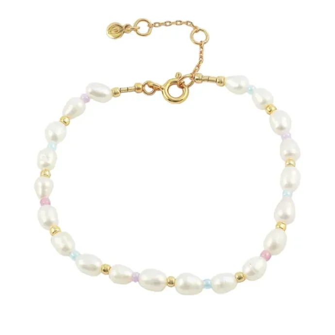 Hultquist Pastel pearl perle armbånd i forgyldt sølv