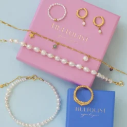 Hultquist Pastel pearl perle armbånd i forgyldt sølv