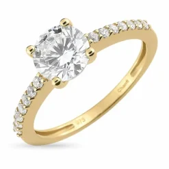 Hvid zirkon ring i 9 karat guld