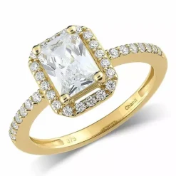 Hvid zirkon ring i 9 karat guld
