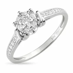Hvid zirkon ring i 9 karat hvidguld
