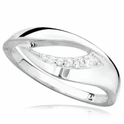 Hvid zirkon ring i rhodineret sølv