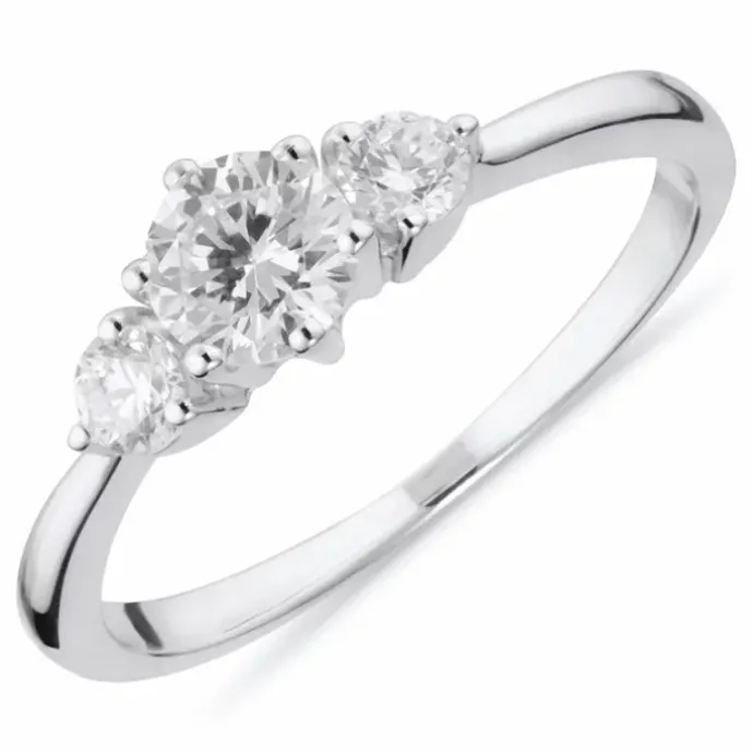 Hvid zirkon ring i rhodineret sølv