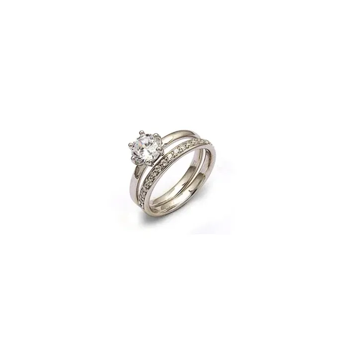 Hvid zirkon sølv ring i sølv