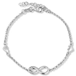 Infinity hjerte armbånd i sølv med vedhæng i sølv