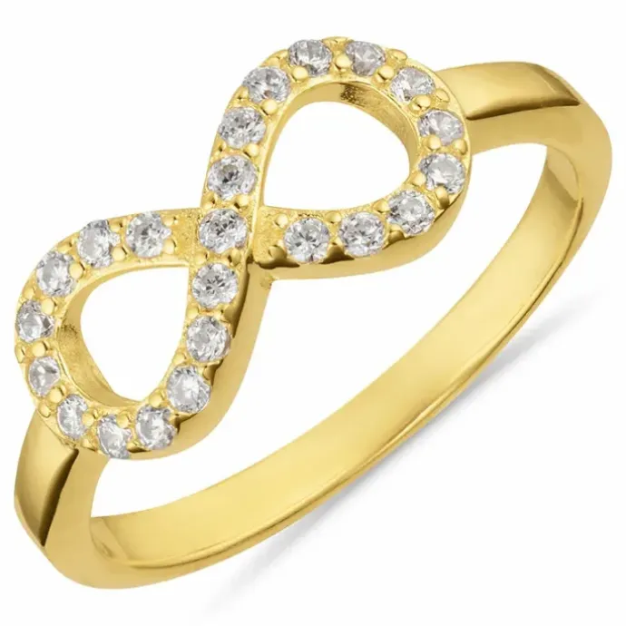 Infinity ring i forgyldt sølv