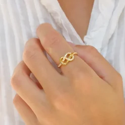Infinity zirkon ring i forgyldt sølv